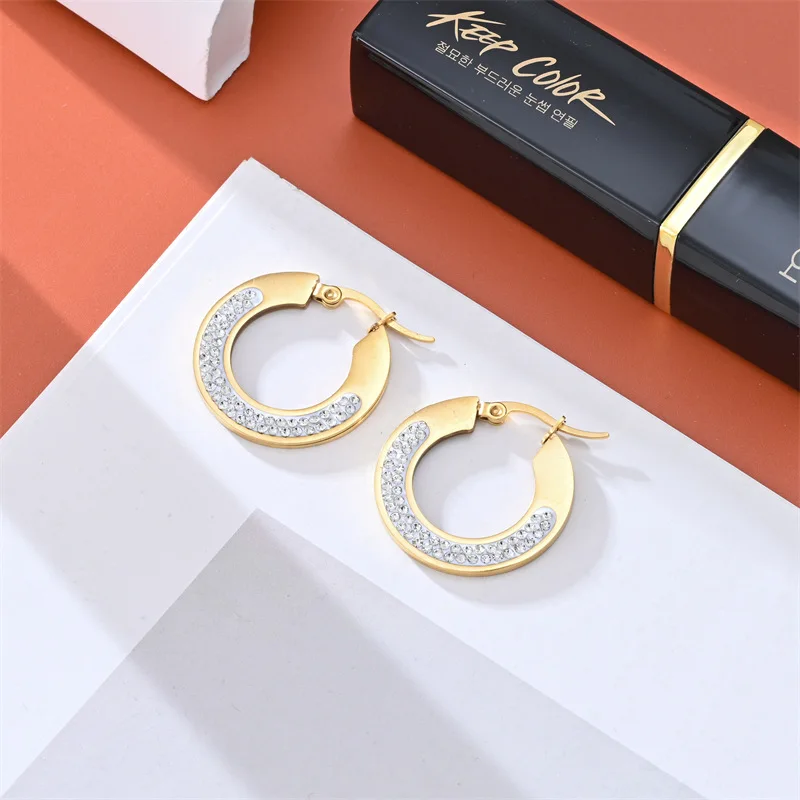 Fashion Stainless Steel Earrings Fashionable And elegant Charm Double Layer Earrings