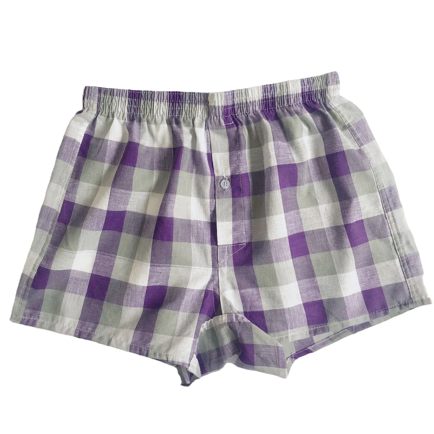 Hot sale Mens Woven Cotton Boxer Shorts with Inside exposed Waistband Classics checks Multicolor beach Boxers
