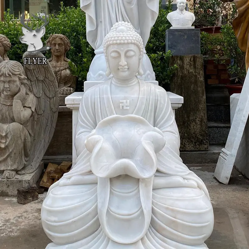Outdoor Stone Carving Natural Green Marble Sculpture Garden Buddha Statue Large Marble Buddha Sculpture