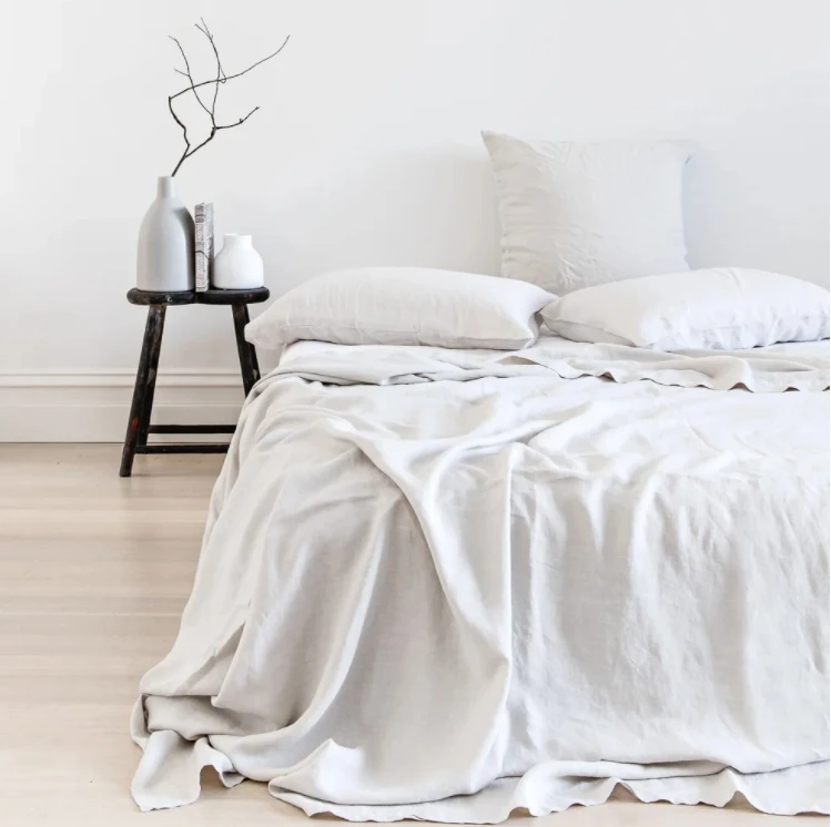 Stonewashed 100% french flax linen stock high quality square pillow case strip neutral color living room 65x65cm