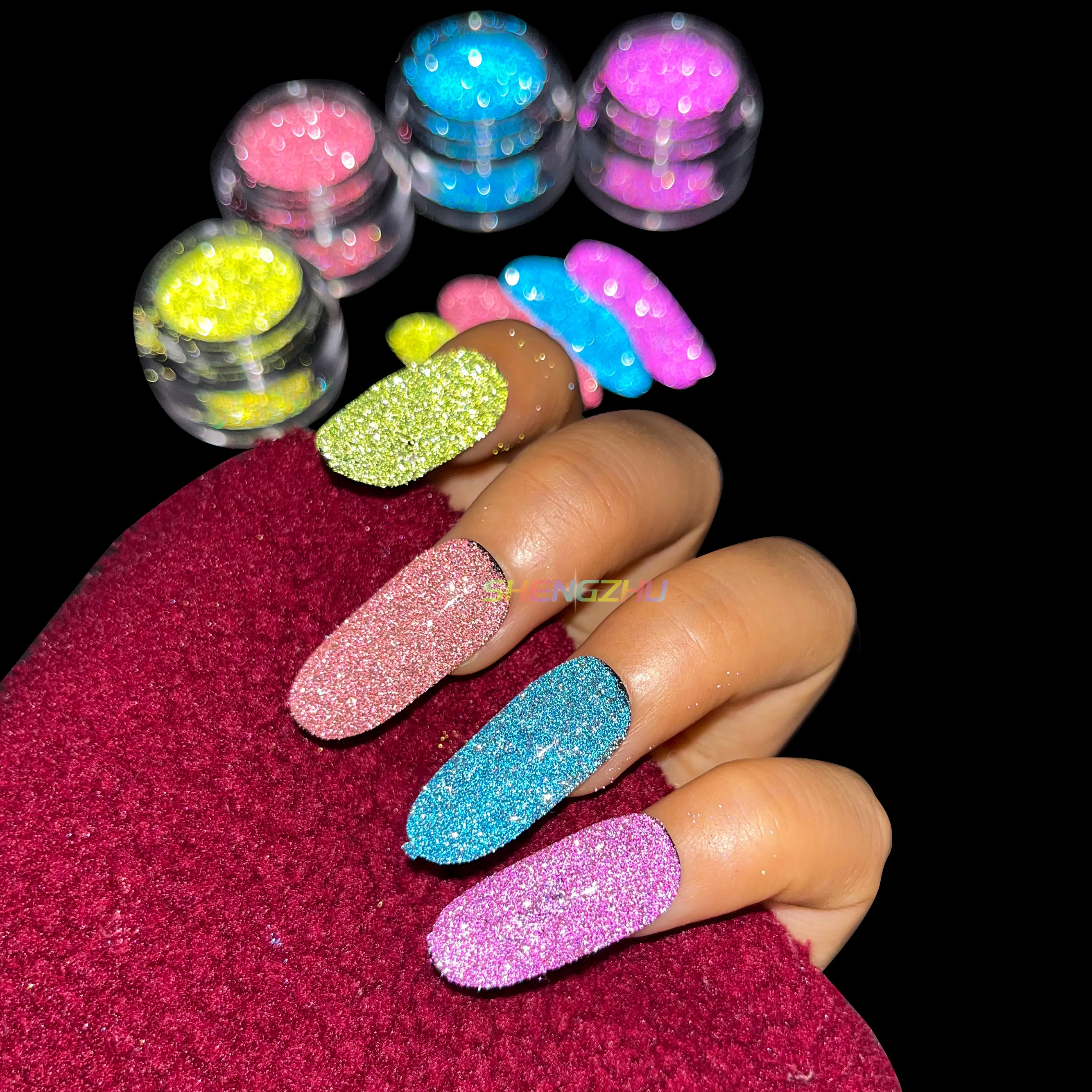 Popular Nail Art Pigment Powder Neon Reflective Glitter Shining Diamond Nail Crystal Powder Neon reflective powder For Nails