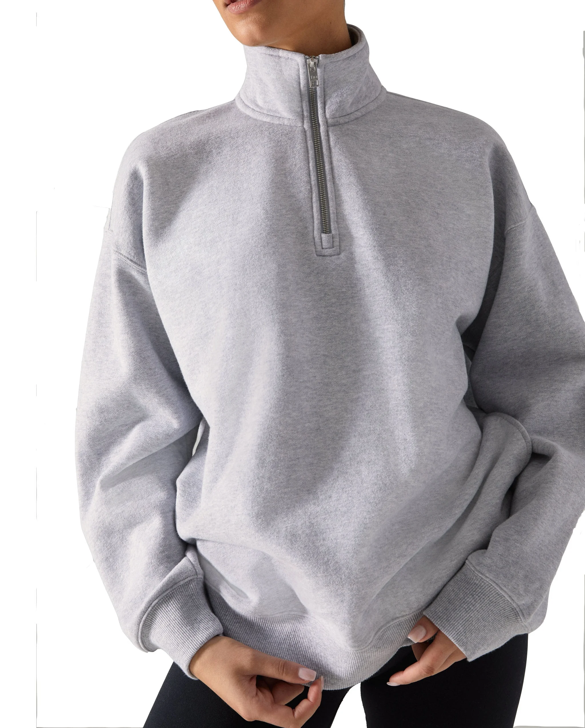 Customized Cotton Hot Sale Fleece half zip pullover 1/4 Zip Sweatshirt Blank Oversized Long Sleeve Sweatshirt Women Hoodie