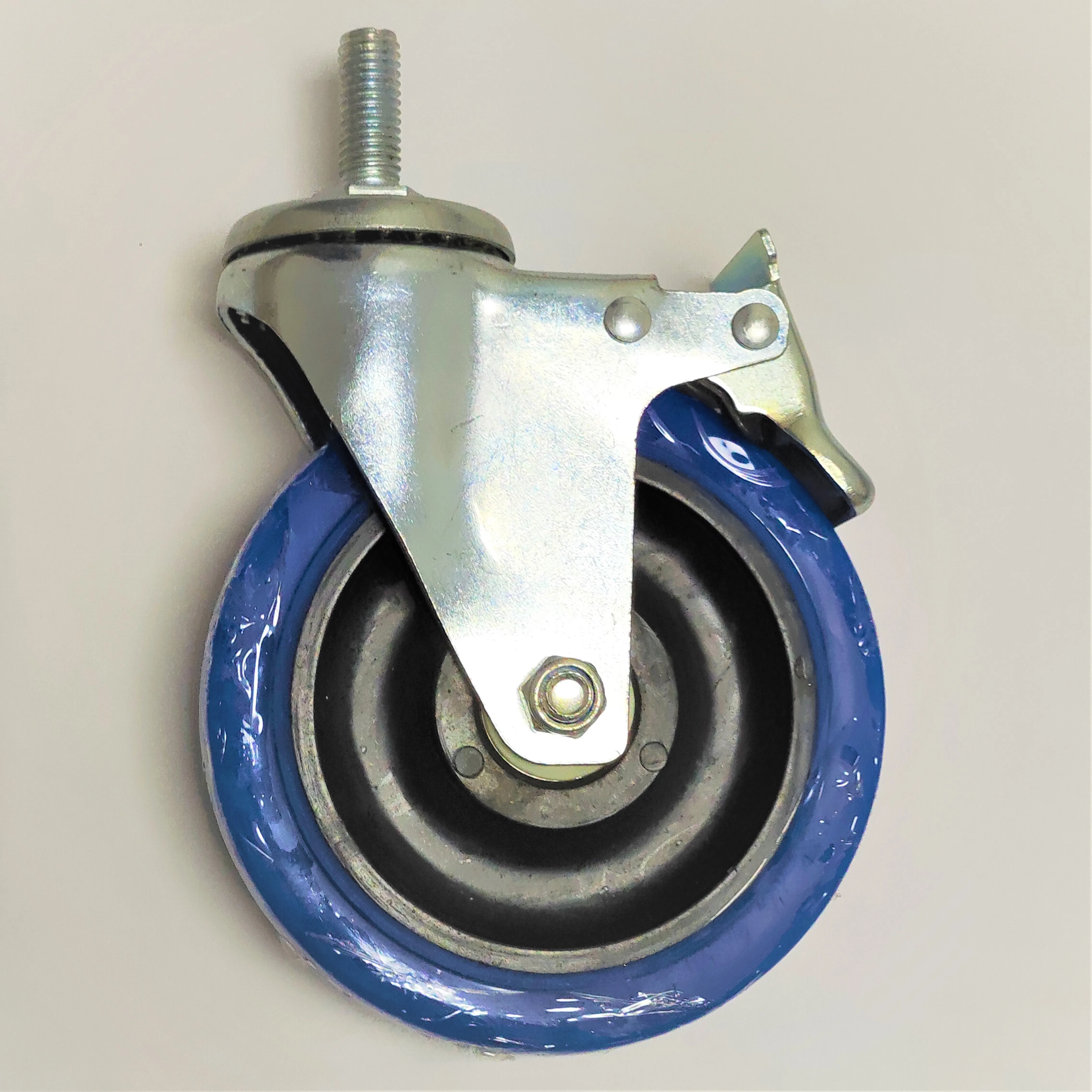 HM2211 Factory Directly 5-inch Blue Mute Wear-Resistant Movable Universal Brake Cart Flat Medium-sized Wheel Casters