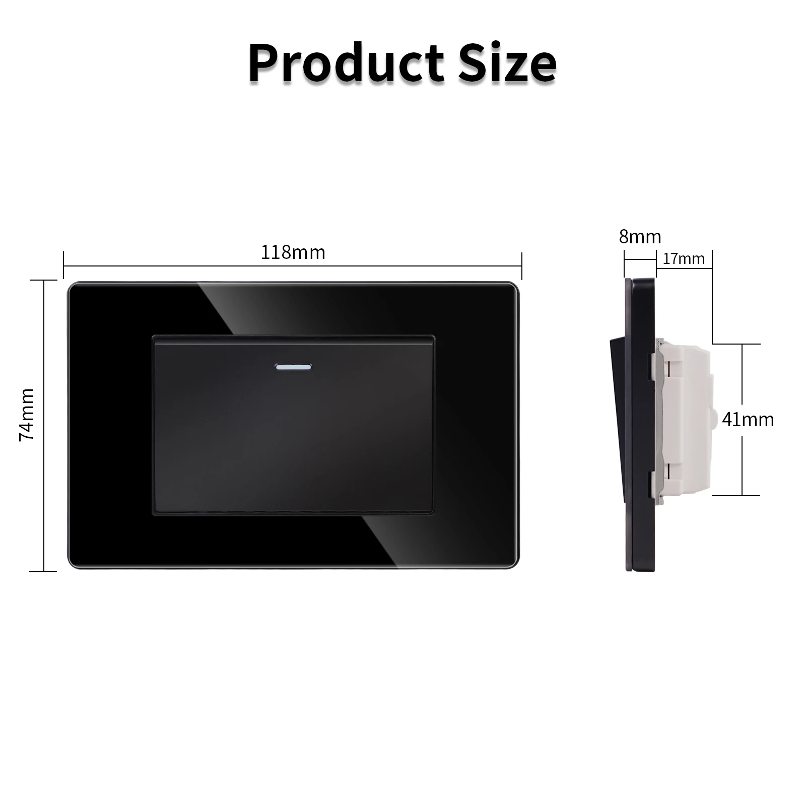 Bingoelec Black Glass Panel 1gang 1way US Standard 250v Indicator Light Electric Push wall switch