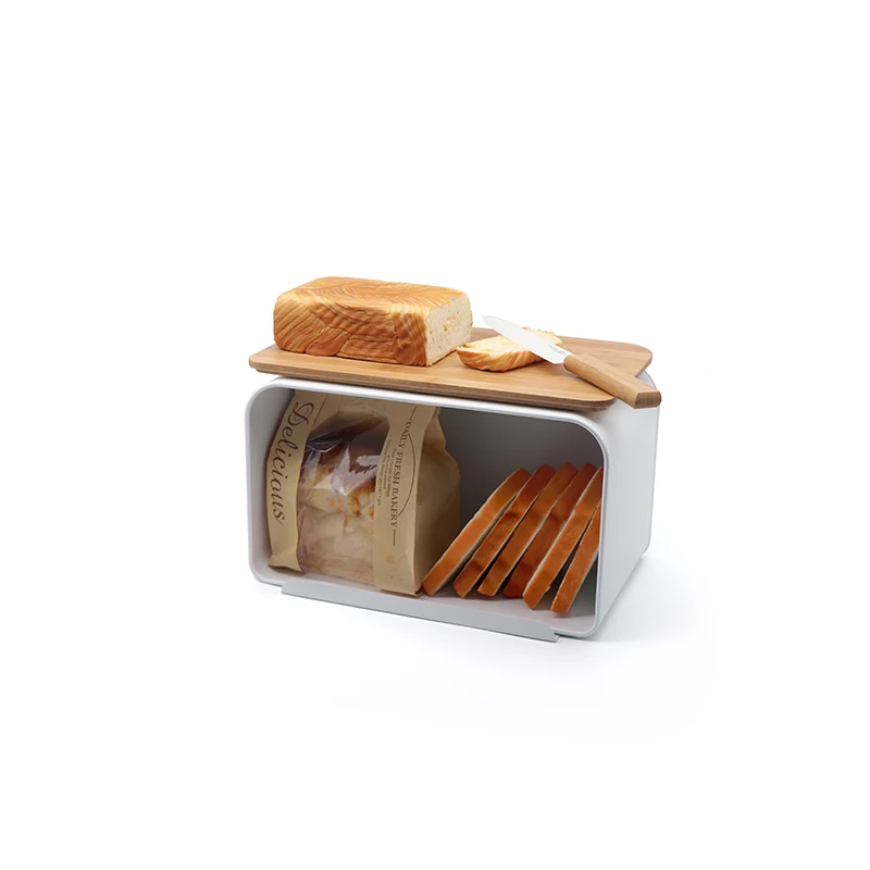 Food storage box, metal toast box and bamboo covered bread box used in kitchen and home