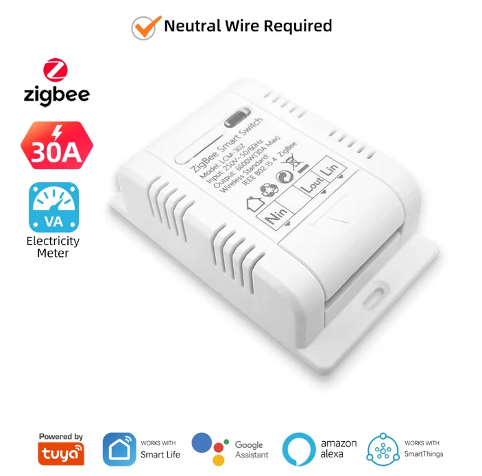 Higher Accuracy Power Consumption Measure Monitor Current Energy 20A/30A Zigbee Smart Switch Module
