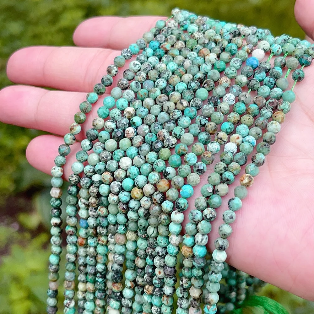 JSES Natural Stone 4.5mm Chrysocolla Turquoise Faceted Loose Beads for Jewelry Making Wholesale Crystal Beads DIY Accessories