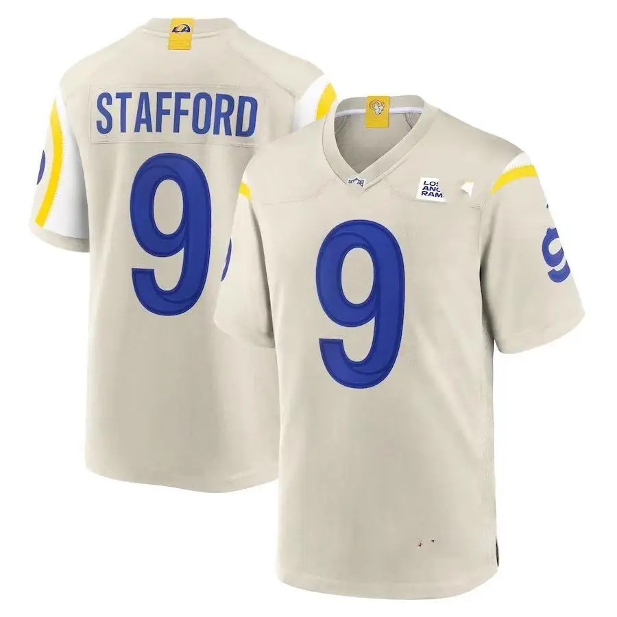 Newest wholesale #9 Matthew stafford Los Angeles Ram high quality sublimation football jersey