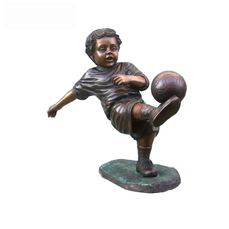 New design Customized playing ball bronze life size children sculpture for garden