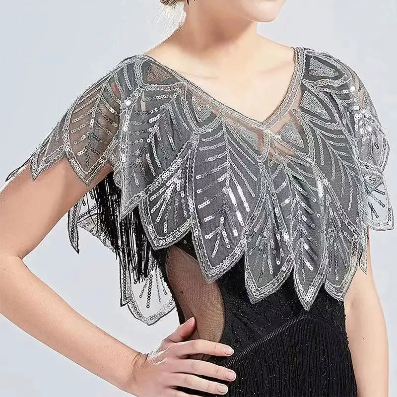 Minthson 6 Colors Summer Beading Elegant Shawl Wrap Black Lace Bolero Women Short Cape Sequined Sparking Jacket Shrug Capa