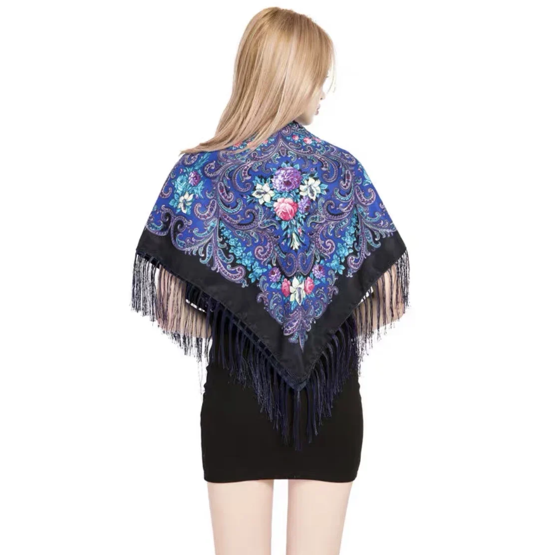 2022 Ethnic Russian Ladies Classic Print Tassel Warm Shawl Custom Printed Square Scarf