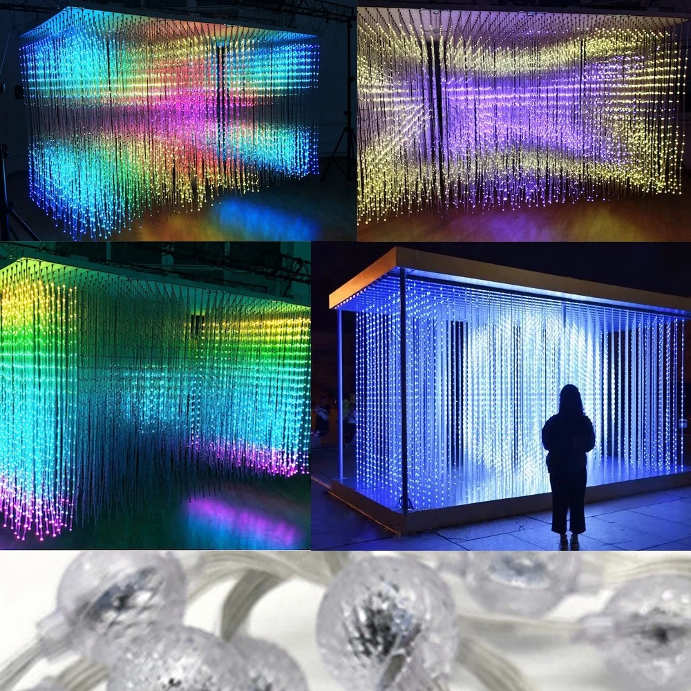 Smart Programmable Luminous 3D LED Cube Pixel Ball Dot DV12V DMX512 RGB Color Changing Hotels Bar Party Decor Ambient Lamp Strip