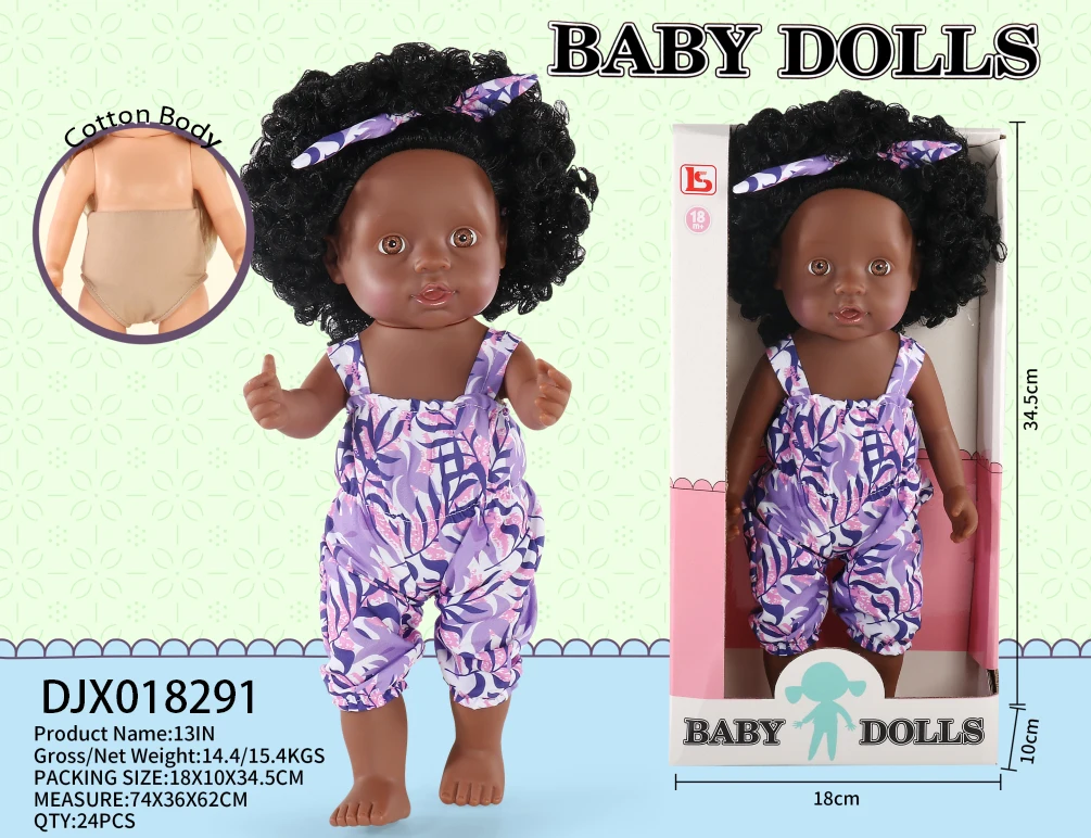 13 Inch Vinyl Baby Doll with Cotton Body for Girl Interactive Accompany Doll for Kids