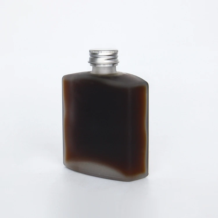 100ml 200ml 250 ML Flat flask  glass juice bottle wholesale juice dispenser glass with aluminum lid glass beverage bottles