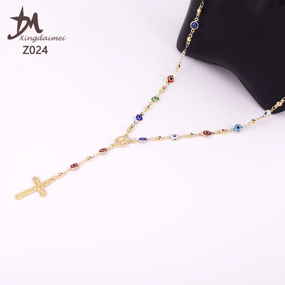 
Z024 new design evil eyes religious necklace 18k gold religious pendant necklace 