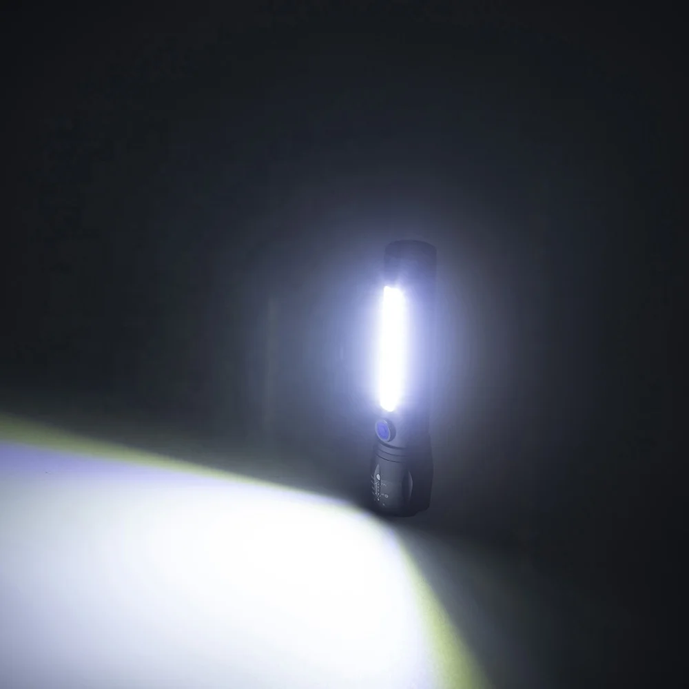 2023 Super Bright Tactical Flashlight Zoom With Cob Sidelight Mini Torch Led Flashlight Pocket Rechargeable Outdoor Emergency