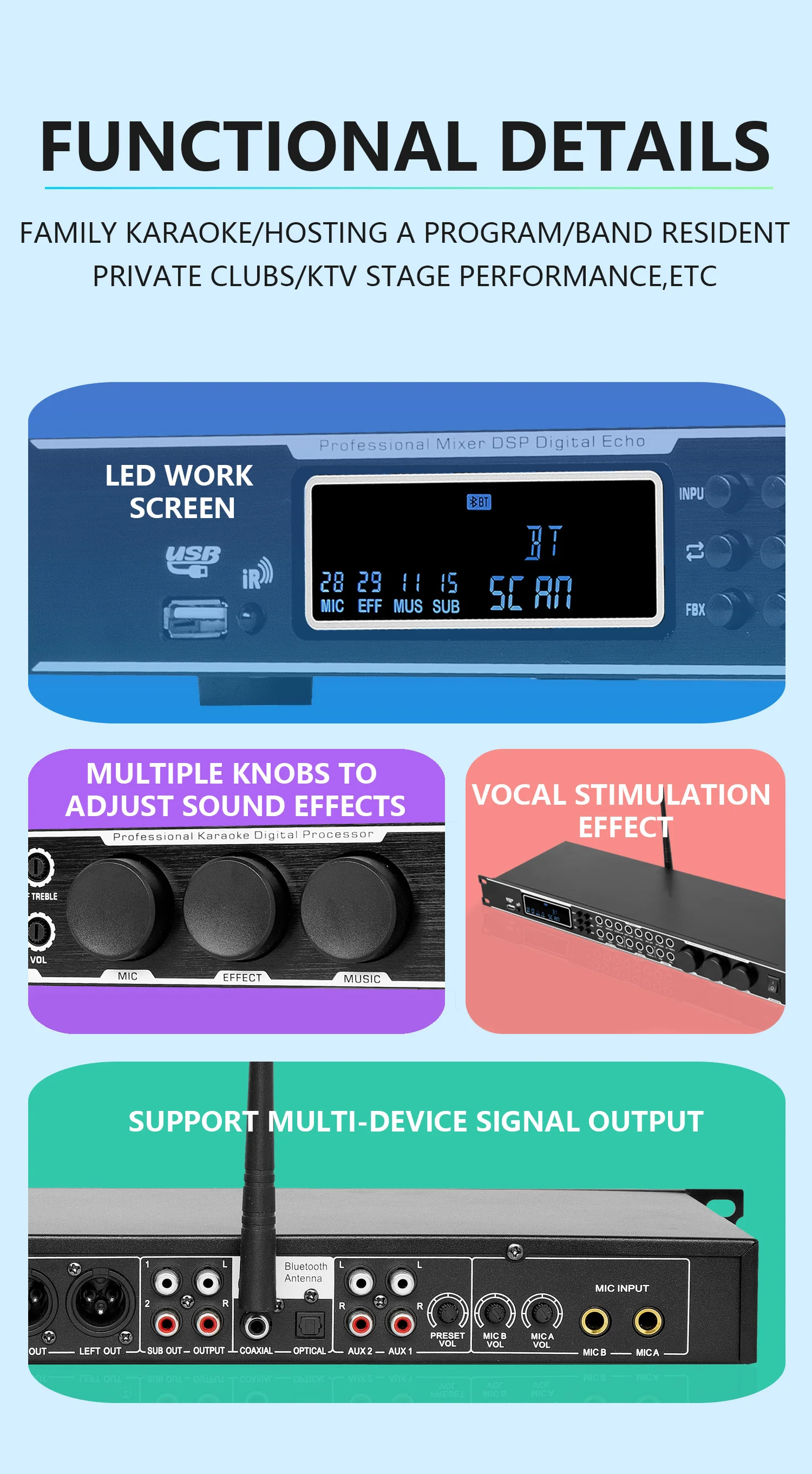 GAX-KT900 Professional pre digital effector audio processor for stage performance KTV bar school