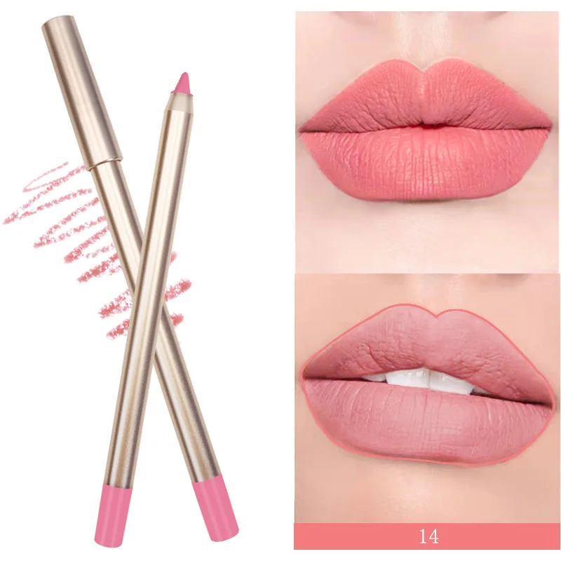 15 color lipliner small batch wholesale waterproof multi-function gold lip marker stock without logo