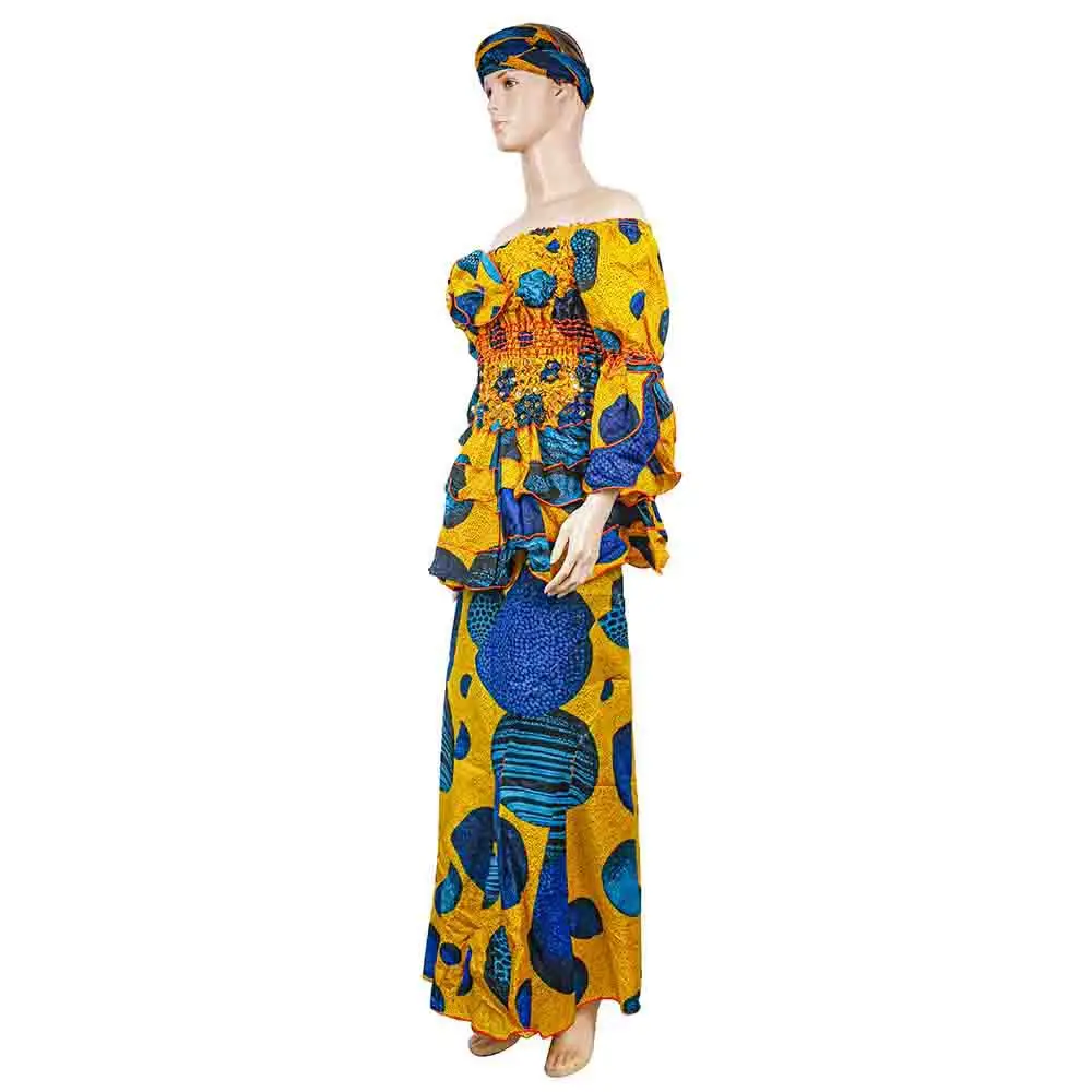 Платье Kitenge с принтом африканская юбка открытыми плечами африканские платья повязкой на голову модные для женщин одежда