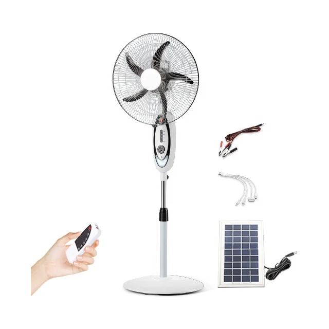 12V Motor 6V 6.5A Battery Rechargeable Solar fan AC/DC Domestic Standing Fan Powerful Air Electric Home Fan