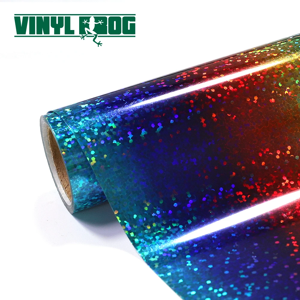 Hot Sale htv textile fabric pvc holographic stripe multi heat transfer printing rolls vinyl For Tshirt logo