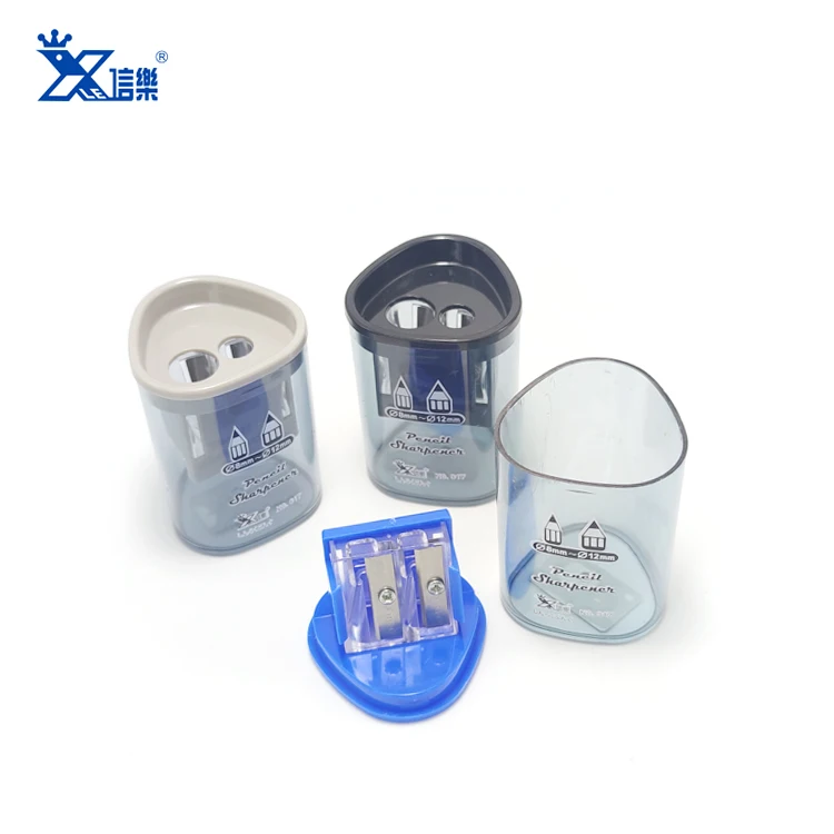 Factory wholesale best quality blade sacapuntas plastic clear shell 2 different holes manual Pencil Sharpener for office school