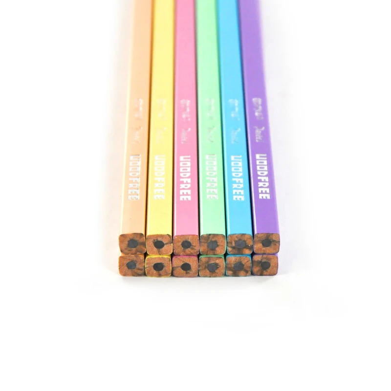 Square Shaped Pastel Seriese Woodfree HB No.2 Pencil for School and Office Made of Plastic Eco Friendly