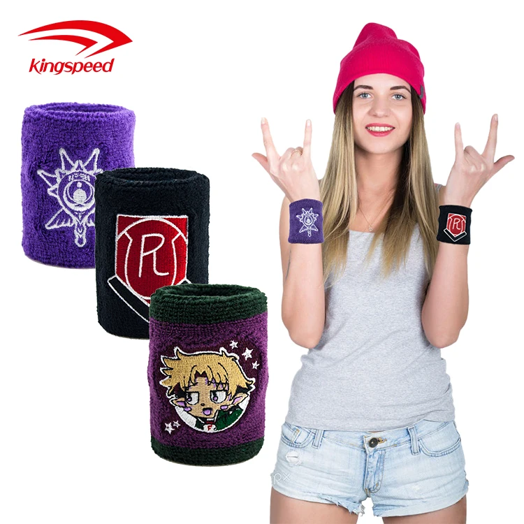 Bulk color wristband sweatband Embroidery wristbands spandex cotton wristband tennis cheap kids sweatbands