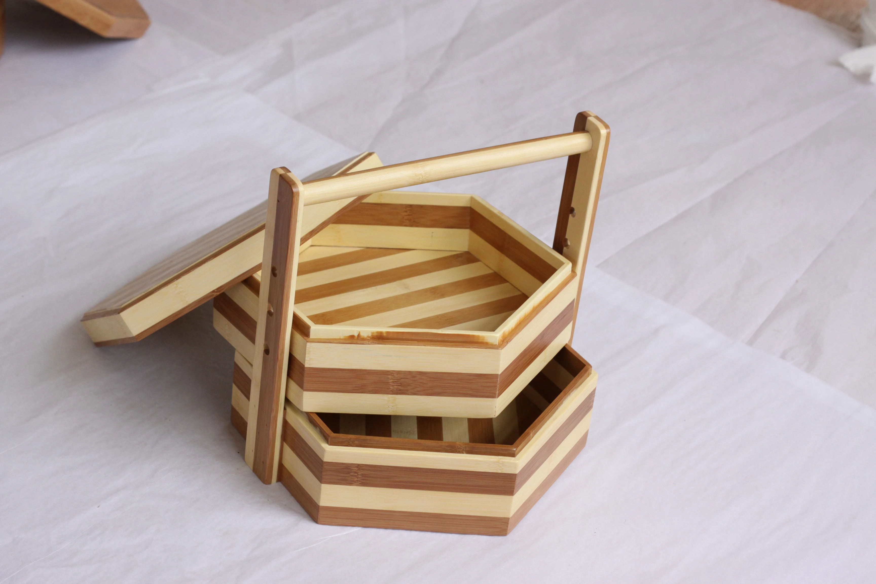 Simple classics bamboo wood Fruit Basket and Bamboo Folding Wooden candy Basket