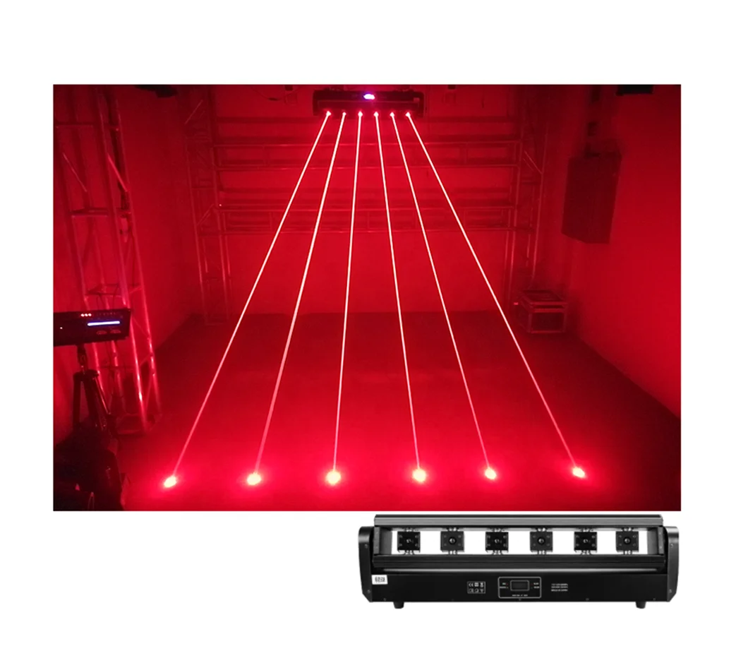 6 Pcs 360 Degree Rotation Red Laser Projector Pionner Dj Dmx Club Disco Laser Lights Beam LED Effect Lamp