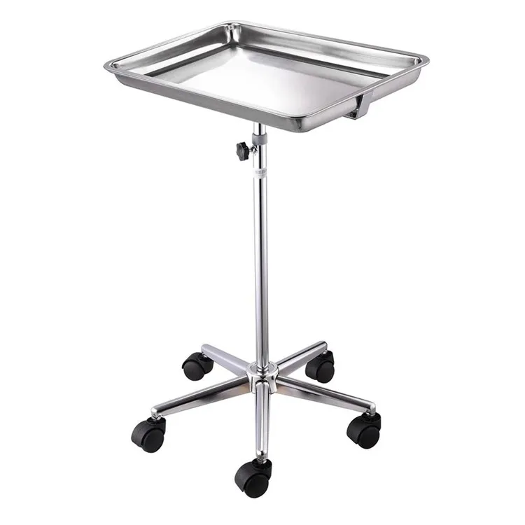 LQX Adjustable Mobile Mayo Stainless Steel Tray Stand Premium Stainless Steel Extra Large Salon Tray Medical Tray Mayo Stand