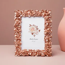 European style small knick-knack resin photo frame vintage photo frame pendulum rose modern 5 6 7 inch picture frame