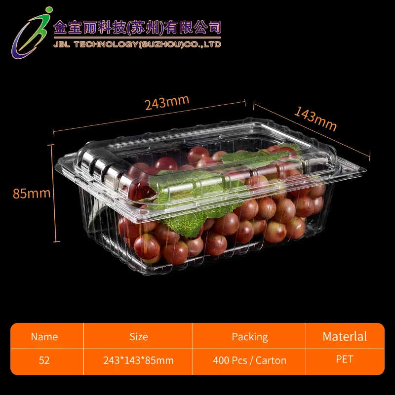 Disposable RTS transparent grapes cherries packaging food grade pet blister fruit grapes clear boxes plastic for grape