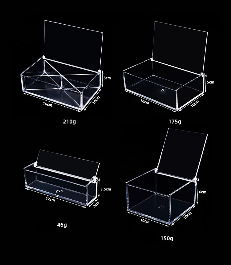 Factory Made Customized size Clear Transparent Acrylic PS Gift Storage Box with Hinged Lid For Gift Candy Flower Model