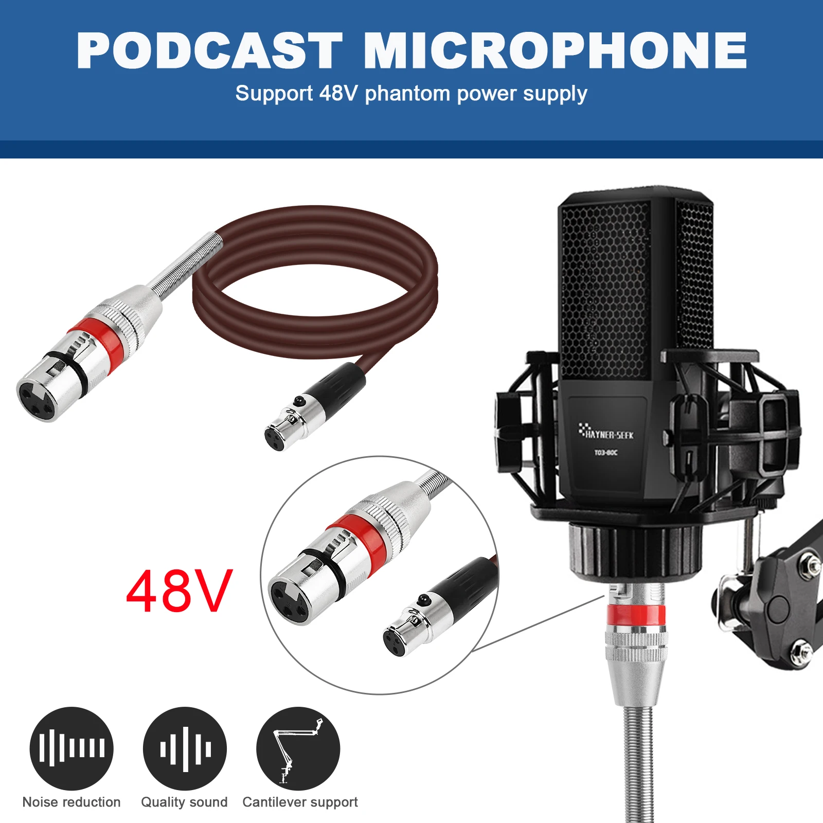 Hayner-Seek Podcast Sound Card With Professional Desktop Microphone Audio Interface Mixer DJ Monitor Live Stream