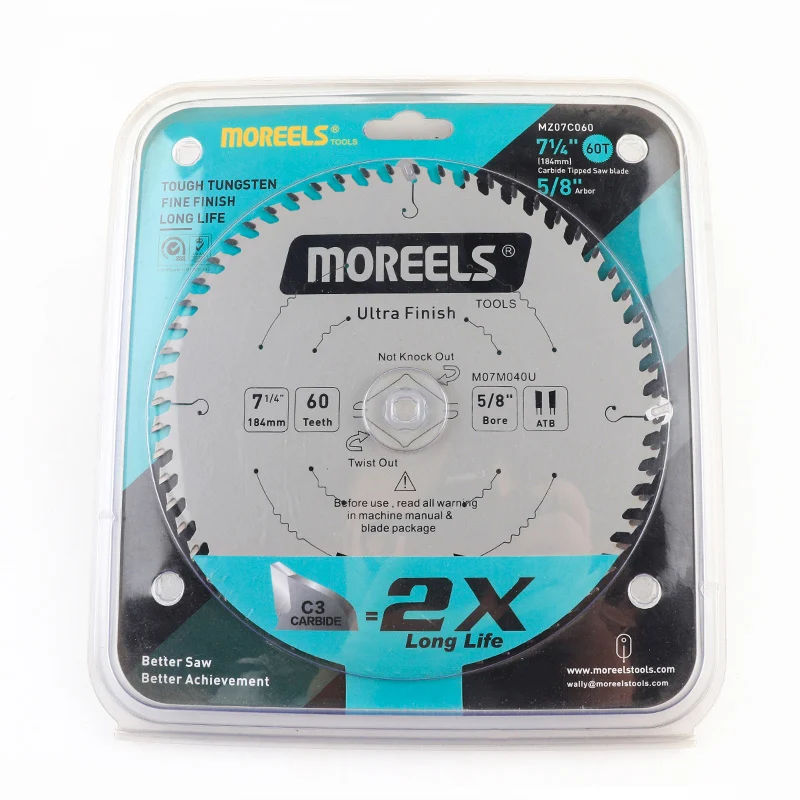 MOREELS New 7'Inch 184mm 60-Tooth 5/8' Arbor ATB TCT Saw Blade For Wood Cutting Power Tools Accessories Ultra Finish Cutting