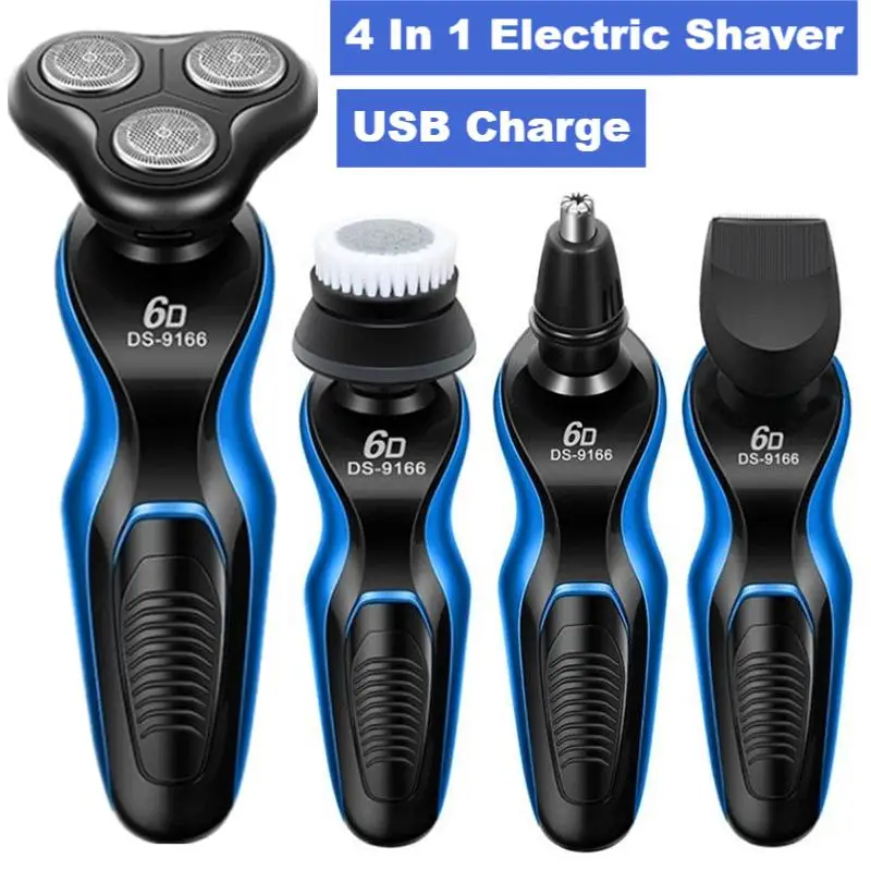 Mini Portable Electric Shaver Ipx7 Waterproof Wet 6 In 1 Electric USB Rechargtable Bald Head Nose Hair  Shaver