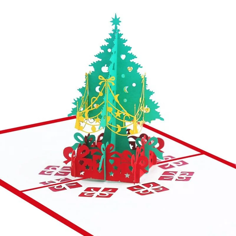 Factory spot wholesale exquisite three-dimensional Christmas tree 3D manual Christmas cards  13*20cm