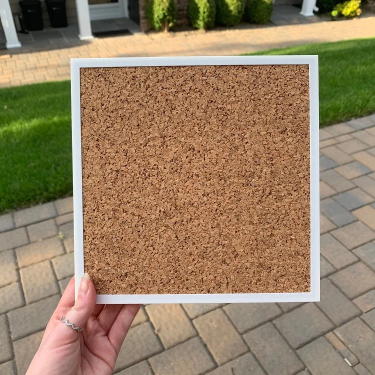 8x8 inch Eco-friendly Notice Decorative Cork Board  Plastic Frame For Wall , Memo, School