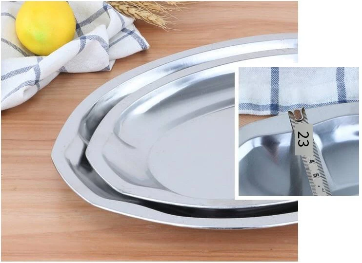 Stylish Egg shape plate Convenient Stainless steel plate Seamless Oval plate