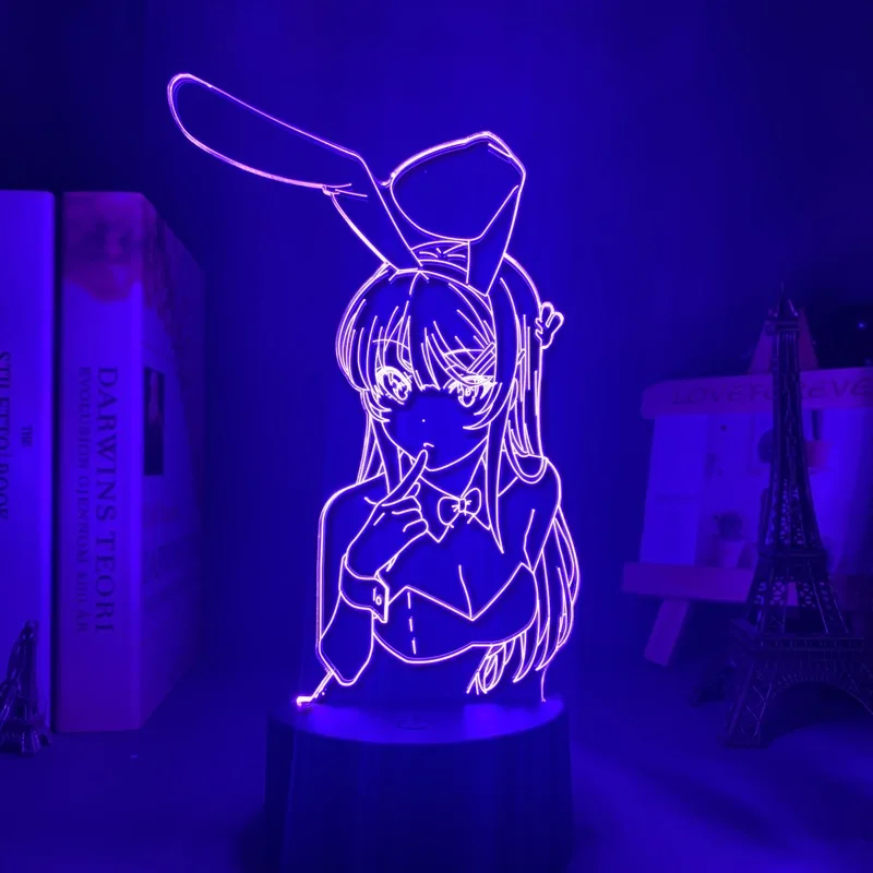  Аниме Waifu Mai Sakurajima светодиодный ночник для спальни Декор светильник подарок друга Bunny Girl Светодиодная