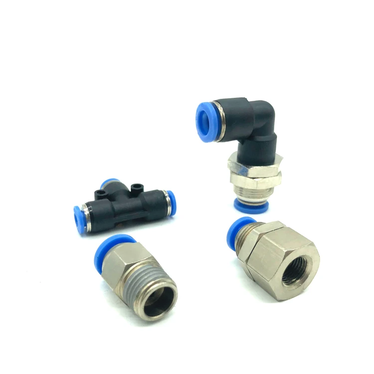 KKZPC Various types material brass plastic brass steel connector straight pneumatic tube fitting  throttle valve
