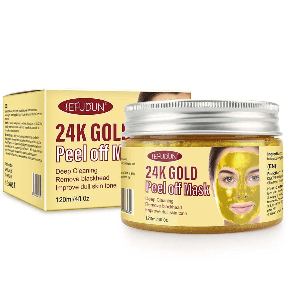 24k Gold Peel-off Facial Popular Skin Care Anti-wrinkle Radiance Mud Facial Mask 24k Gold Luxury Brightening Cream Face Mask
