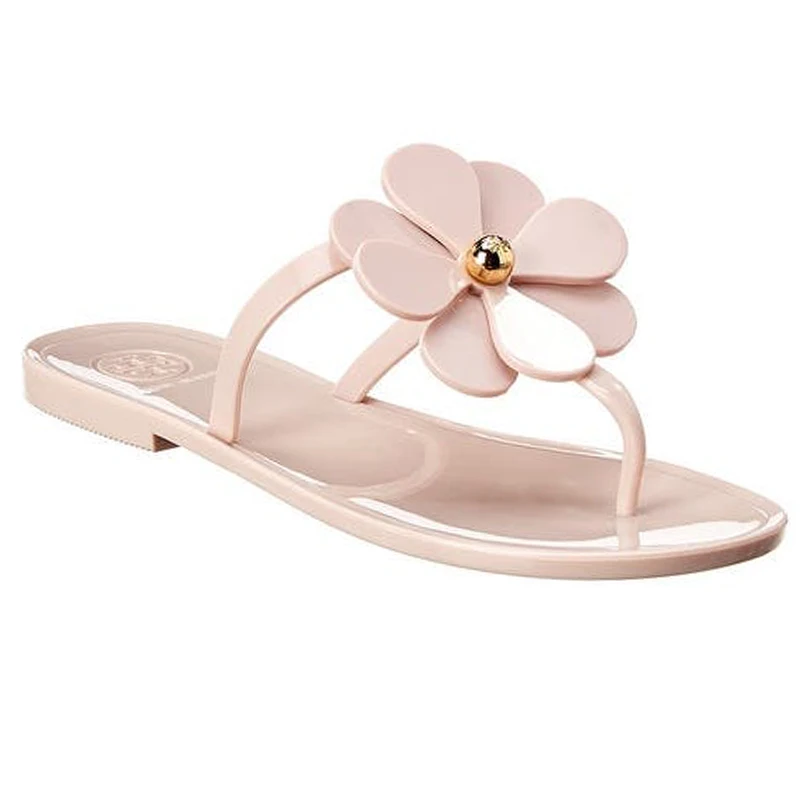 
2021 Ladies Flower Jelly Thong Sandal Outdoor PVC Summer luxury sandals women shoes slipper Mini Miller Flip Flop 