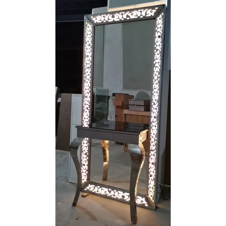 Salon equipment and furniture barber stations hair styling mirror salon station with lights