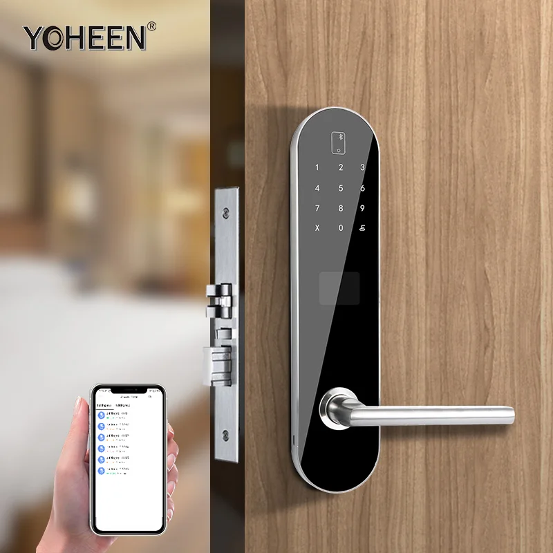 TTlock App Ble WiFi Control Hotel Key Card Swipe Door Lock Electronic Keyless RFID Smart Hotel Lock System