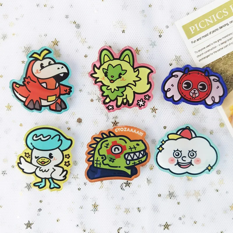 Wholesale custom printed cartoon cute design acrylic badge charms custom epoxy resin acrylic pins