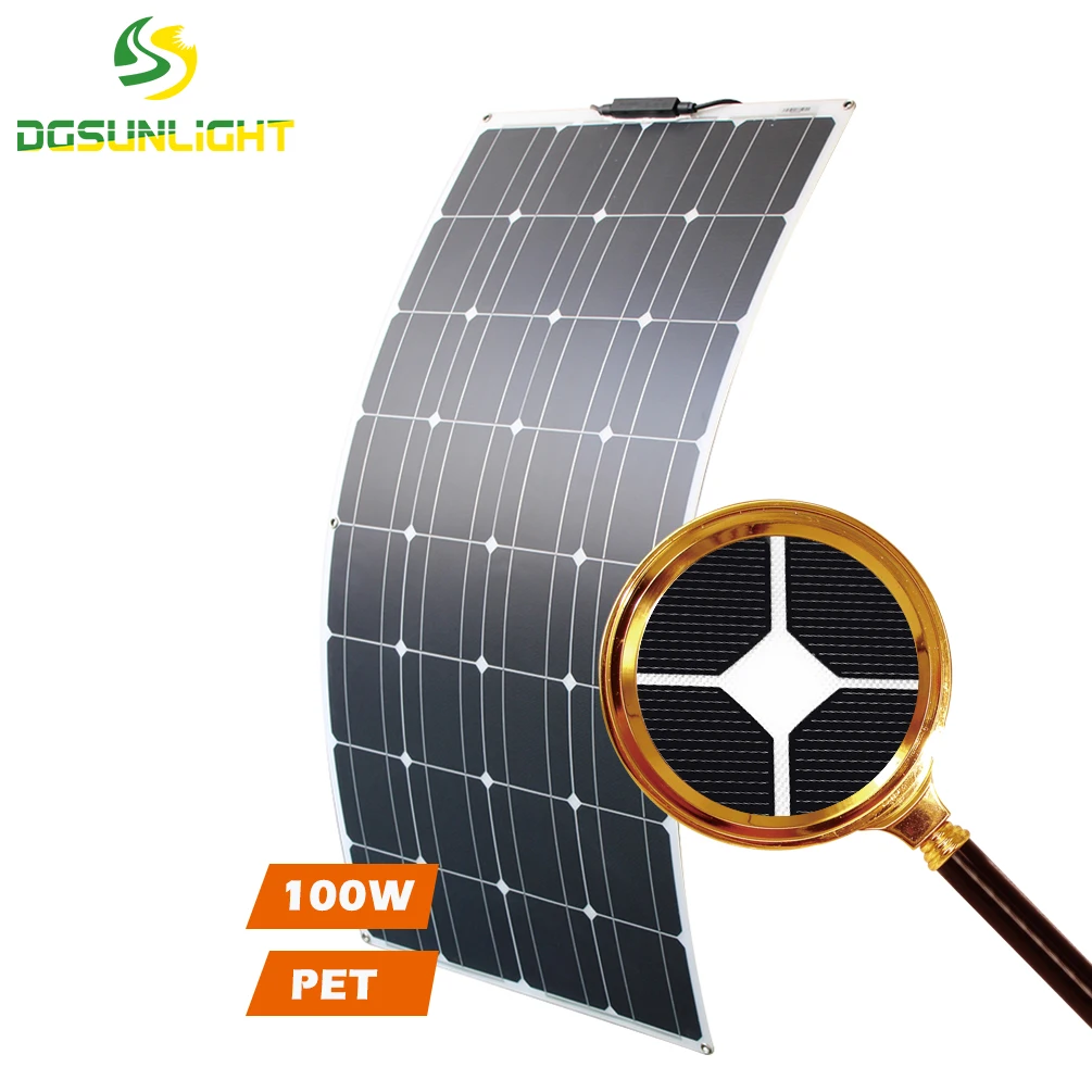 Прямая поставка с завода 100 Вт монокристаллическая Гибкая солнечная панель для кемпинга PET etfe