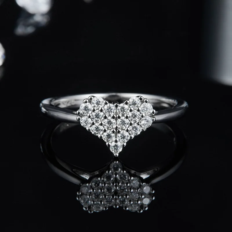Engagement womens vvs moissanite heart ring pass diamond tester gra certified 925 sterling silver moissanite diamond heart ring