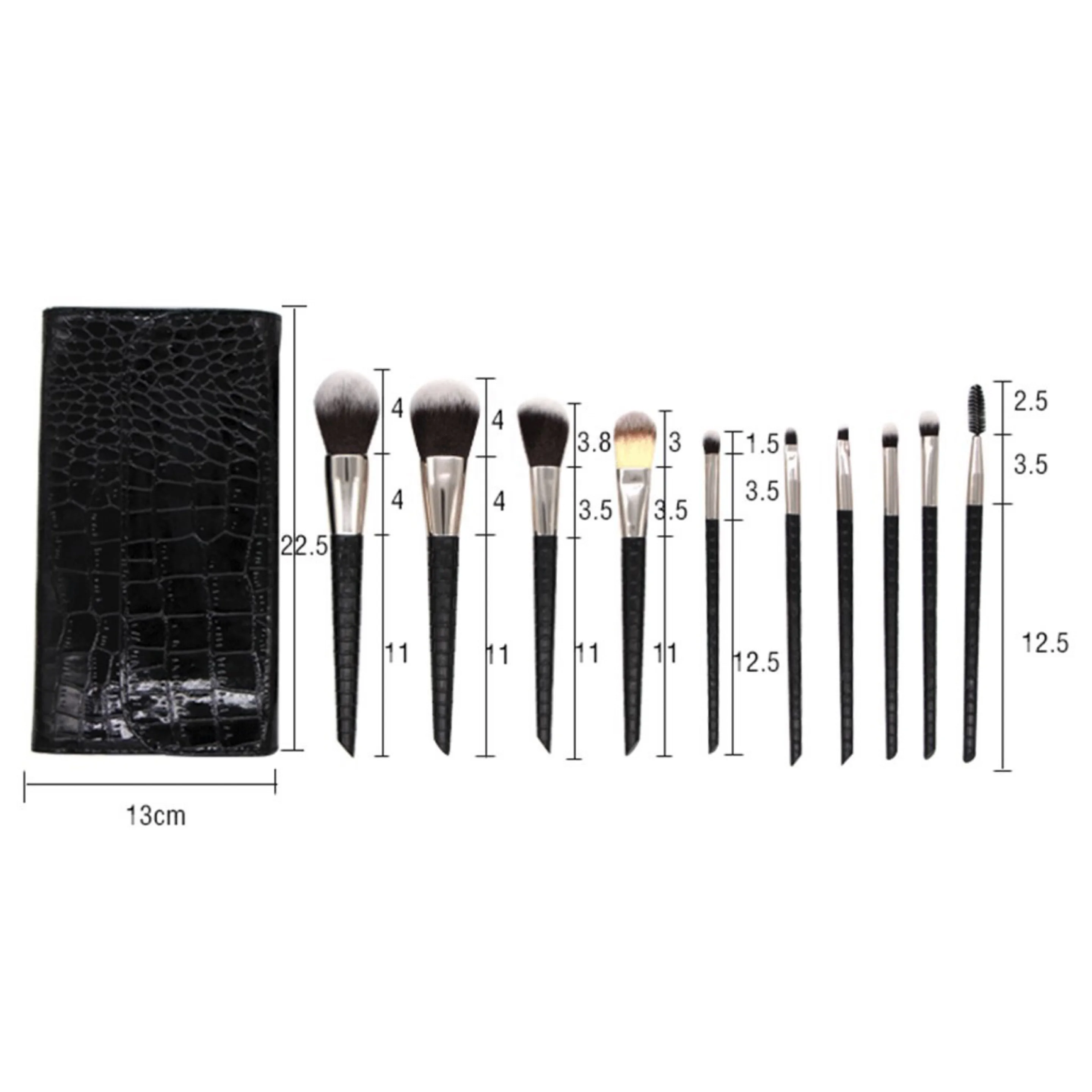 Crocodile Grain Makeup Brushes Set Foundation Blush Contour Powder Liquid Cream Face Eyeshadow Brushes Kit